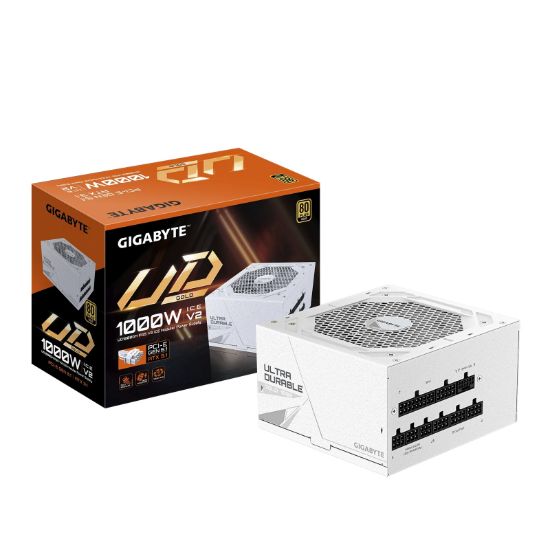 Picture of Gigabyte UD1000GM PG5 ICE 1000W ATX PSU Power Supply  80+ Gold >90% 120mm Fan Black Flat Cables Single +12V   >100K Hrs
