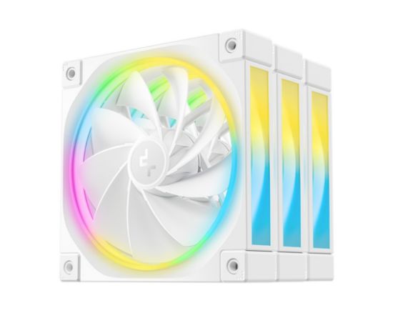 Picture of DeepCool FL12R White 120mm (3-Pack)  Unique Addressable RGB  High Performance Fans,  Low Noise, 4-pin PWM, Fluid Dynamic Bearing