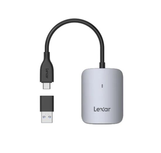 Picture of Lexar CFexpress™ Type A USB-C Reader  transfer speeds up to 900MB/s it is backwards compatible with UHS-I cards and has a USB-C™ connector