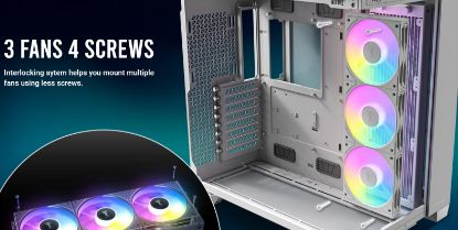 Picture of Antec Connect C120R Reverse White ARGB 3PK Performance 120mm PWM Fan: 4-pin PWM | LED: 3-pin  Vibration Absorbing and Anti-Noise Pads case fan