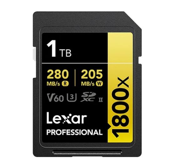 Picture of Lexar Professional 1800x 1TB SDXC™ UHS-II Card GOLD Series 1TB—C10,  UHS-II(U3), V60, 1800x, up to 280MB/s read, 205MB/s write