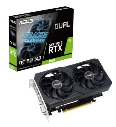 Picture of ASUS nVidia GeForce DUAL-RTX3050-8G-V2 RTX 3050 V2 8GB GDDR6 1777 MHz Boost Clock, RAM 14Gbps, Digital Max Resolution