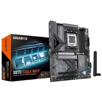 Picture of Gigabyte X870 EAGLE WIFI7 AMD AM5 ATX Motherboard 4x DDR5~256GB,3x PCIe x16, 3x M.2, 4x SATA 6, 4x USB 3.2, 4x USB2.0, 2x USB-C