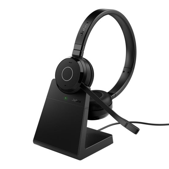 Picture of Jabra Evolve 65 TE Link390a Teams Stereo Stand Bluetooth Headset, 16-hour battery life, 30-metre wireless range, Passive Noise Cancellation BusyLight
