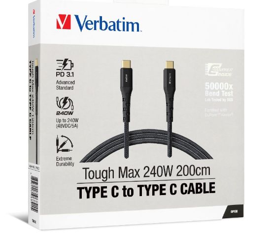 Picture of Verbatim Cable 240W USB-C to USB-C 200CM PD 3.1 and QC 3.0 and 4.0 Premium Cable