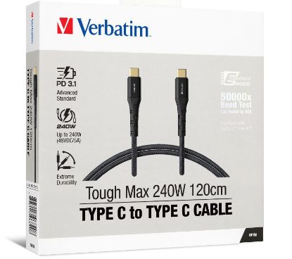 Picture of Verbatim Cable 240W USB-C to USB-C 120CM, PD 3.1 and QC 3.0 and 4.0 Premium Cable
