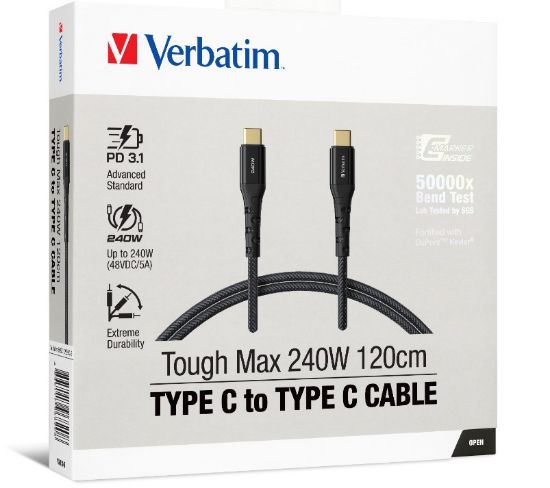 Picture of Verbatim Cable 240W USB-C to USB-C 120CM, PD 3.1 and QC 3.0 and 4.0 Premium Cable