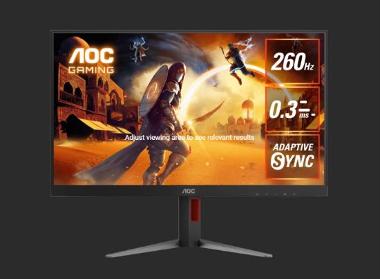 Picture of AOC 27' 260Hz 2560 × 1440 (QHD) 0.3ms, HDR400, Fast IPS, HDMI2.0 × 1 DisplayPort1.4 × 1 Adaptive Sync,  Height Adjust Gaming Monitor