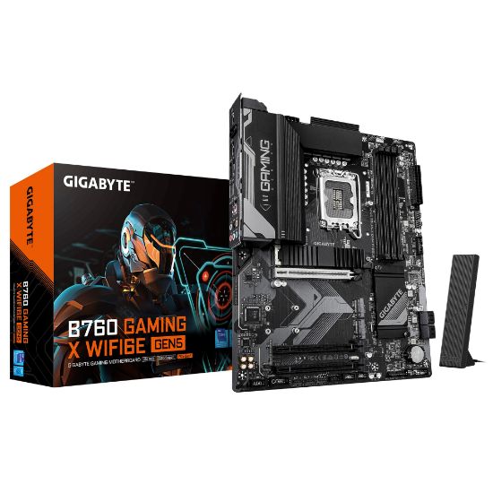 Picture of Gigabyte B760 GAMING X WIFI6E GEN5, Intel LGA 1700 ATX Motherboard, 4x DDR5 ~256GB, 3x PCI-E x16, 3x M.2, 4x SATA,  1x USB 3.2, 1x USB-C, 5x USB 2.0