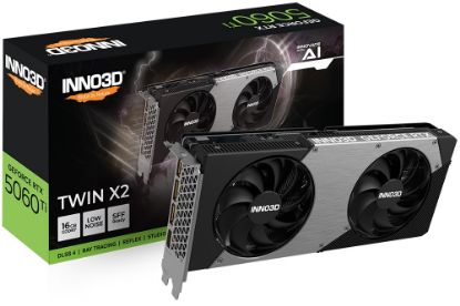 Picture of INNO3D nVidia GeForce RTX 5060 Ti TWIN X2 16GB GDDR7, 2572MHz Boost Clock, RAM 28Gbps, 3xDP, 1xHDMI