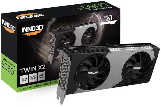 Picture of INNO3D nVidia GeForce RTX 5060 Ti TWIN X2 16GB GDDR7, 2572MHz Boost Clock, RAM 28Gbps, 3xDP, 1xHDMI