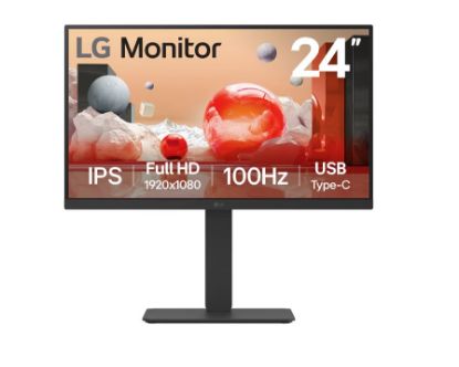 Picture of LG 24' IPS FHD 1920 x 1080, USB-C 65w PD, RJ45 100Hz 5ms, AMD FreeSync 16:9 Tilt/Height/Swivel/Pivot (Bi-direction) adjustable stand, 3yrs Monitor