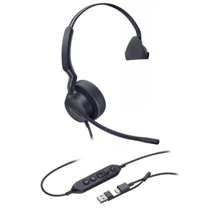 Picture of Yealink UH42 Mono Teams USB-C/A Microsoft Certified Teams USB Wired Headset, Noise-Canceling Microphone, Leather Ear Cushions Controller Teams  button