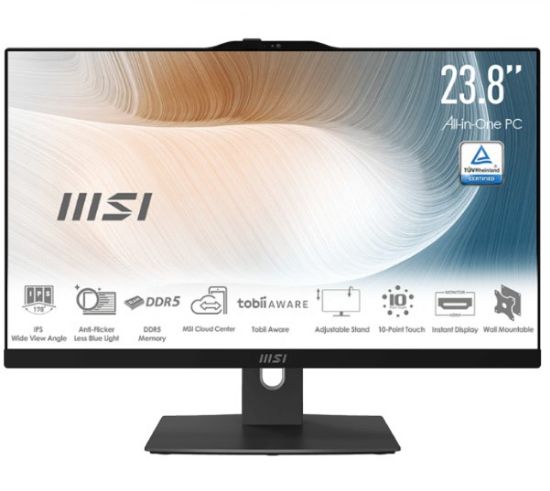Picture of MSI Modern AM242TP 1M-1834AU,Black, 23.8' 10 Points Touch Screen, Core 5 120U/D5 16GB/1TB SSD/WiFi6/Webcam/Height Adjustable/Wired KBM/Win11Pro/3Y OS