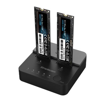 Picture of Simplecom SD550v2 USB 3.2 Gen2x2 to Dual Bay NVMe M.2 SSD Docking Station Duplicator Offline Clone