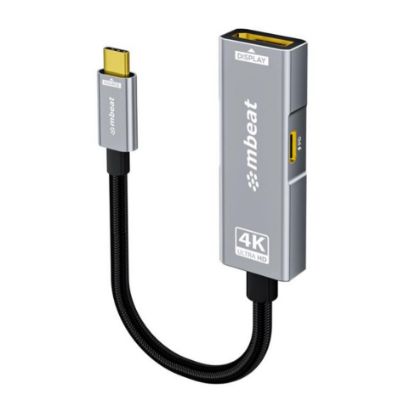 Picture of mbeat Tough Link USB-C to DP Adapter with 100W PD - Space Grey 4K (3840 x 2160) @60Hz, 2K (2560 x 1440) @144Hz, 1080p (1920 x 1080) @240Hz