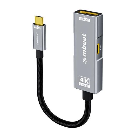 Picture of mbeat Tough Link USB-C to DP Adapter with 100W PD - Space Grey 4K (3840 x 2160) @60Hz, 2K (2560 x 1440) @144Hz, 1080p (1920 x 1080) @240Hz