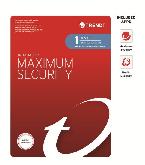 Picture of Trend Micro Maximum Security (1 Device) 1 Year Add-on Auto Renew OEM