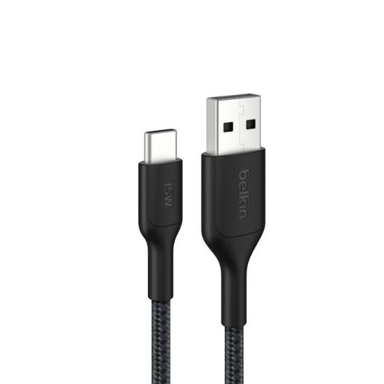 Picture of Belkin BoostCharge Pro Braided USB-A to USB-C 2.0 Cable (1M) - Black (CAB022fq1MBK), iPhone ,iPad,Samsung Galaxy, USB - IF Certified, 2 Years Warranty