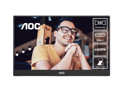 Picture of AOC 15.6inch FHD IPS 1920x1080 16:9, 800:1 Contrast 230 Nits 2x USB-C 1x Mini HDMI 2.0 1Wx2 Speakers Foldable Smart Cover VESA Mount Portable Monitor