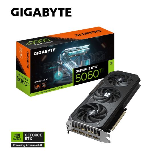 Picture of Gigabyte GeForce RTX™ 5060 Ti GAMING OC 8G, 2647 MHz, CUDA TBD, 28 Gbps, GDDR7, 128 bit, PCI-E 5.0, PSU 650W, DisplayPort 2.1b *3 HDMI 2.1b *1