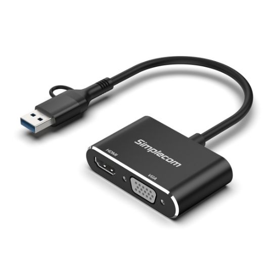 Picture of Simplecom DA326C USB 3.0 and USB-C to HDMI + VGA Video Card Adapter Full HD 1080p