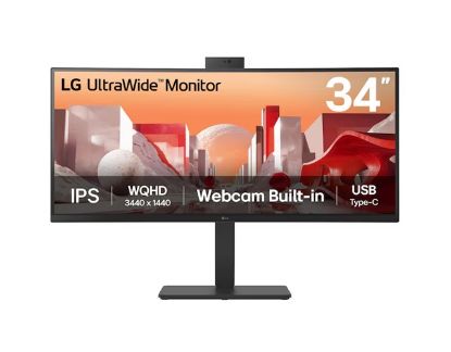 Picture of LG 34' UltraWide webcam WQHD (3440x1440) Curved IPS display with Built-in FHD webcam, USB Type-C (PD 90w) RJ 45,  2 x speakers Monitor