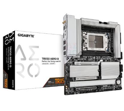 Picture of Gigabyte TRX50 AERO D AMD Ryzen Motherboard 4x DDR5~256GB,2x PCIe x16 slots, 4x M.2, 8x SATA 6Gb/s connectors, 11x USB 3.2, 4x USB2.0, 2x