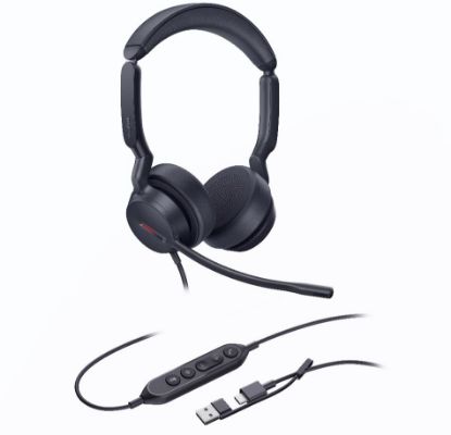 Picture of Yealink UH44 Dual UC USB-C/A Unified  Communications USB Wired Headset Dual Noise-Canceling Microphones 35mmSpeaker Busylight Leather Ear Cushions
