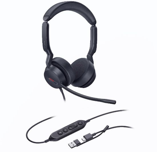 Picture of Yealink UH44 Dual UC USB-C/A Unified  Communications USB Wired Headset Dual Noise-Canceling Microphones 35mmSpeaker Busylight Leather Ear Cushions