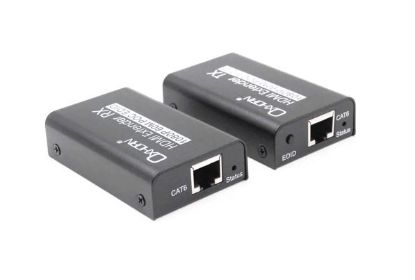 Picture of Oxhorn HDMI Extender over Ethernet 1080p HDCP 1.2 FHD up to 60m with PoE function alloy casing Black 2 year warranty