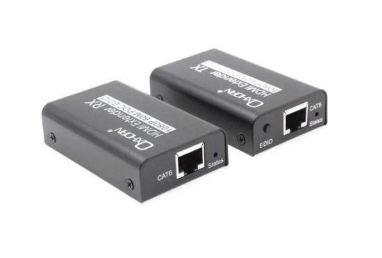 Picture of Oxhorn HDMI Extender over Ethernet 1080p HDCP 1.2 FHD up to 60m with PoE function alloy casing Black 2 year warranty