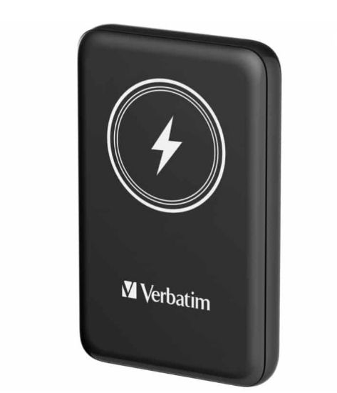 Picture of Verbatim Power Pack 10,000 mAh PD 3.0,  22.5w, embedded cables USB-C, Lightning Cables, USB-A Ports – Charge 4 devices at once, LED display Black