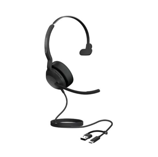 Picture of Jabra Evolve2 50, USB C/A UC Mono Headset, Bluetooth®, 4 microphones, Active Noise Cancellation, Busylight, Call management, Air Comfort technology