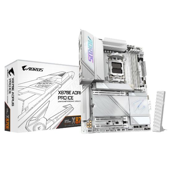 Picture of Gigabyte X870E AORUS PRO ICE AMD AM5 ATX Motherboard 4x DDR5~256GB,3x PCIe x16, 4x M.2, 4x SATA 6,7x USB 3.2, 2x USB2.0, 2x USB-C,