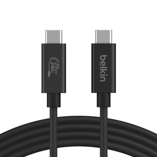 Picture of Belkin Connect USB4 Cable 2M Black - (INZ004BT2MBK), 240W, 20Gbps, 4K@60Hz, Thunderbolt 4, Thunderbolt 3, USB 3.2, USB-IF Certified, 2 Years Warranty