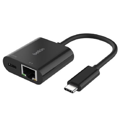 Picture of Belkin Connect USB-C to Ethernet + Charge Adapter - Black (INC019BTBK),100W,Ethernet Connection Supporting 10/100/1000 Mbps, Compact, 2 Years Warranty