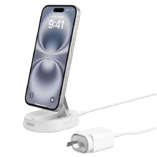 Picture of Belkin BoostCharge Pro Convertable Magnetic Wireless Charging Stand With Qi2 15W-White(WIA008auBK),20W PSU,1.5M USB-C Cable,CEW $2500,2 Years Warranty