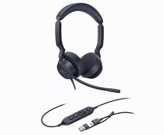 Picture of Yealink UH44 Dual Teams USB-C/A Microsoft Certified Teams USB Wired HeadsetDual Noise-Canceling Microphones 35mmSpeaker Busylight Leather Ear Cushions