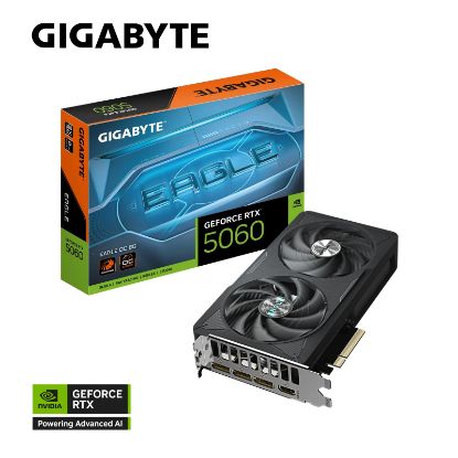 Picture of Gigabyte GeForce RTX™ GV-N5060EAGLEMAX OC-8GD, GDDR7, 2550MHz, 3840CUDA, 28Gbps, PCI-E 5.0, PSU 550W, 8 Pin*1, DisplayPort 2.1b *3, HDMI 2.1b *1