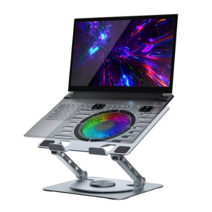 Picture of mbeat Stage S8 Rotating Laptop Stand with RGB Cooling Fan and USB Ports Material: Aluminium alloy Package Weight: 1.08kg