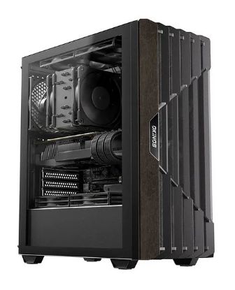 Picture of OKINOS Cypress 5 Oak Wood ATX, Type-C ,4 x 120mm 3Pin Non-PWM CaseFans Preinstalled ,Tempered Glass Side Panel,BlackMid-Tower Computer Case