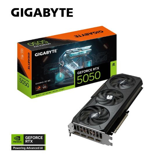 Picture of Gigabyte GeForce RTX™ 5050 GAMING OC 8G, 20 Gbps, GDDR6, 128 bit, PCI-E 5.0, DirectX 12 API, PSU 550W, 8 Pin*1, DisplayPort 2.1b *2, HDMI 2.1b *2