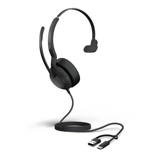 Picture of Jabra Evolve2 50, USB C/A MS Mono Headset, Bluetooth®, 4 microphones, Active Noise Cancellation, Busylight, Call management, Air Comfort technology