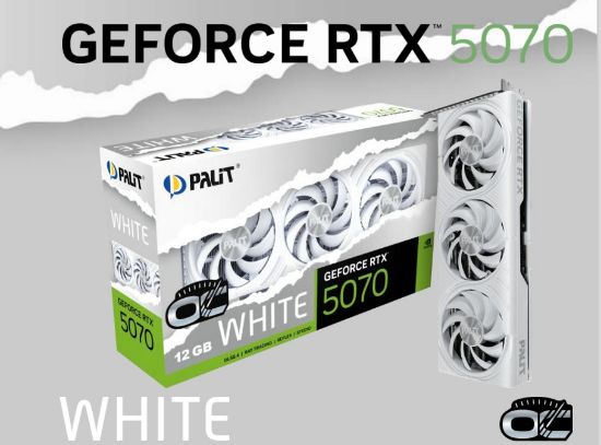 Picture of PALIT RTX5070 WHITE OC 12GB GDDR7 192bit 3-DP HDMI NE75070U19K0-GB2050W