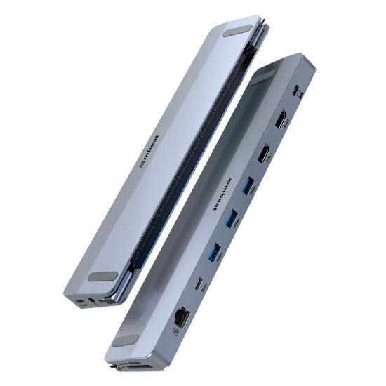 Picture of mbeat D12 Multi-Port Dual HDMI 4K USB-C Dock Dual 4K/60Hz HDMI output 100W USB-C PD 3.0 3x USB 3.2 1x Audio Port SD and Microsd