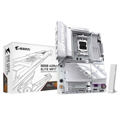 Picture of Gigabyte B850 A ELITE WF7 ICE 1.0 , AMD AM5, 1 x HDMI, 3 x PCI Express x16, 3 x M.2, 4 x SATA, 9x USB 3.2