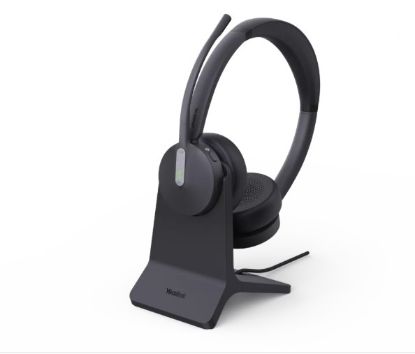 Picture of Yealink BH70 Bluetooth Wireless Dual Headset with Stand Teams USB-C/A, 3 mic noise cancellation Talk time up to 35h BT51 C Dongle with Type A Adapter