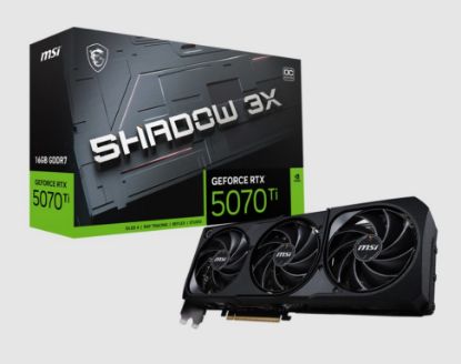 Picture of MSI nVidiaGeForce RTX™ 5070 Ti 16G SHADOW 3X OC, PCI Express® Gen 5, Boost: 2482 MHz, CUDA 8960 Units, 16GB GDDR7, HDMI™ x 1