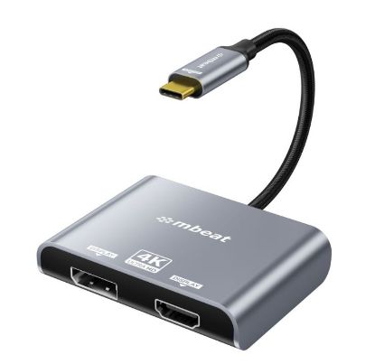 Picture of mbeat Tough Link USB-C to DP&HDMI Dual 4K/60Hz MST Adapter 4K (3840x2160) @ 60Hz, 4K (3840x2160) @ 30Hz, 2K (2560x1440) @ 60Hz - Space Grey